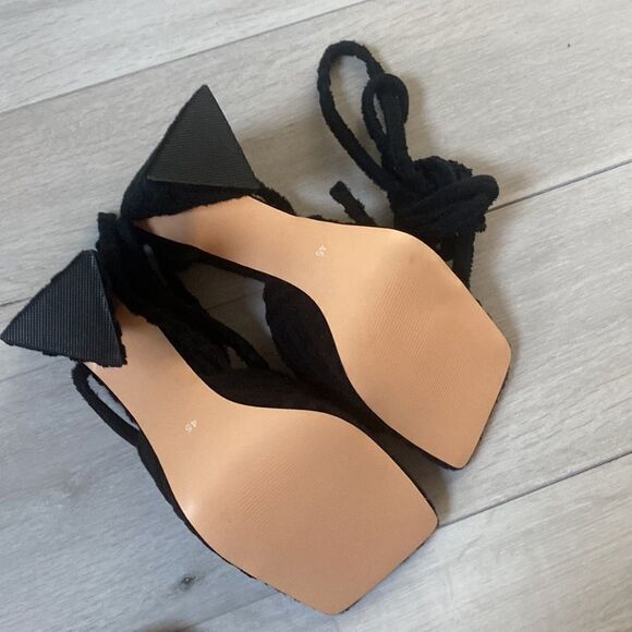 onlymaker Lace up Fashion Square Toe High Heeled Ankle Strap Chunky Mule Sandals - Picture 11 of 11